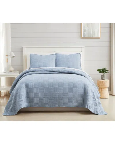 Southshore Fine Linens Grid Quilt And Sham Set In Blue
