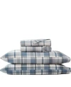 Southshore Fine Linens Highland Plaid Extra Deep Pocket 300 Thread Count 4 Pc. Sheet Sets In Blue