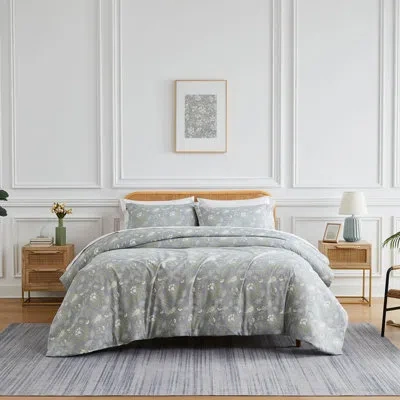 Southshore Fine Linens Infinite Blossom Blue Oversized Microfiber Duvet Cover Set With Matching Shams In Multi