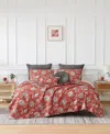 Southshore Fine Linens Jacobean Willow 7 Piece Quilt Set, King/california King In Red