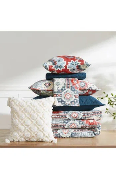 Southshore Fine Linens Kilim 7-piece Oversized Quilt Bedding Set In Blue/ Yellow Multi