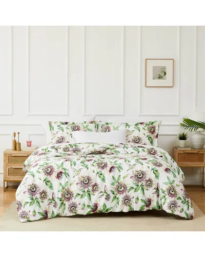 Southshore Fine Linens Passiflora Sateen Duvet Cover Set In White