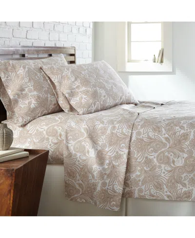 Southshore Fine Linens Perfect Paisley Extra Deep Pocket Boho Sheet Set, California King In White,taupe