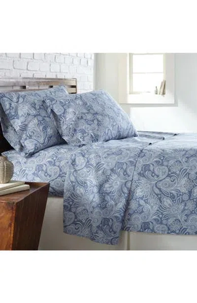 Southshore Fine Linens Perfect Paisley Printed Sheet Set In Blue W/white Paisley