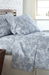 Southshore Fine Linens Perfect Paisley Printed Sheet Set In White W Blue/paisley