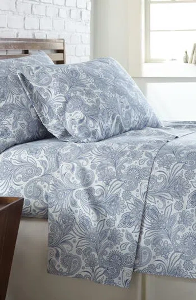 Southshore Fine Linens Perfect Paisley Printed Sheet Set In White W Blue/paisley
