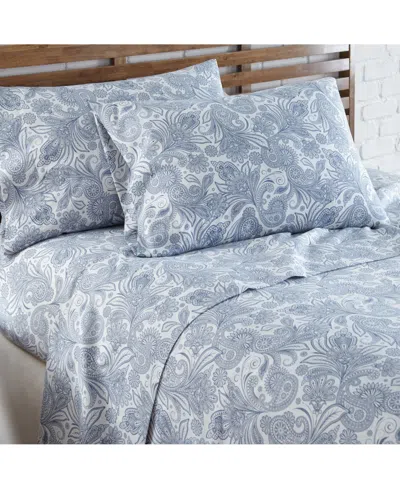 Southshore Fine Linens Perfect Paisley Sheet Set In White,blue