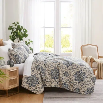 Southshore Fine Linens Persia Oversized Easy Care Lightweight Quilt Set By  In Blue