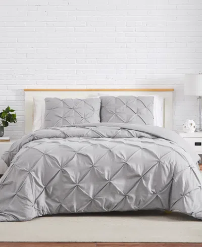 Southshore Fine Linens Pintuck 3 Piece Duvet Cover Set, Full/queen In Gray