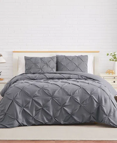 Southshore Fine Linens Pintuck 3 Piece Duvet Cover Set, Full/queen In Slate