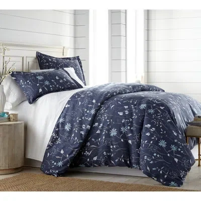 Southshore Fine Linens Secret Meadow Collection Microfiber Reversible Comforter Set By  In Blue