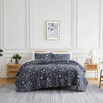 Southshore Fine Linens Secret Meadow Microfiber Reversible Quilt Set In Multi