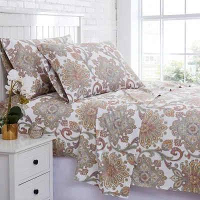 Southshore Fine Linens Serenity 300 Thread Count Floral 100% Cotton Sheet Set By  In Multi