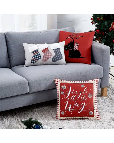 Southshore Fine Linens Set Of 3 Cozy Cottage Holiday Collection Throw Pillows In Multi