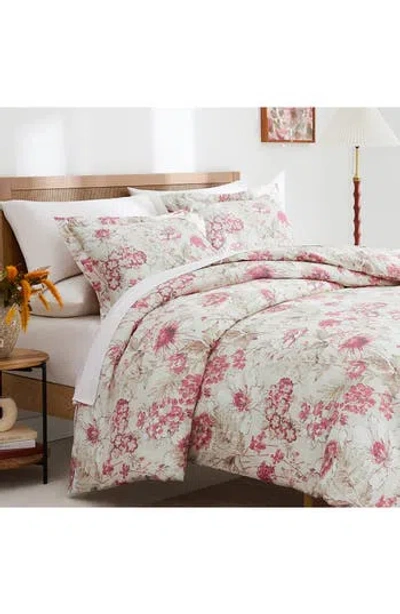Southshore Fine Linens Skye Collection 3-piece Cotton Duvet Set In Natural/red