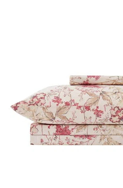 Southshore Fine Linens Skye Collection Extra Deep Cotton Sheet Set In Natural/red