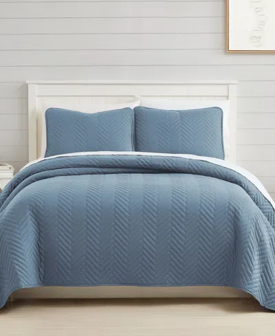 Southshore Fine Linens Solid Color Chevron 3-pc. Quilt Set, King In Blue