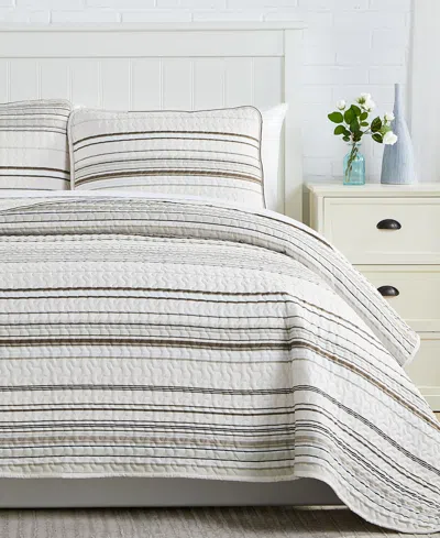Southshore Fine Linens Southshore Stripe 3-pc. Quilt Set, Full/queen In Taupe