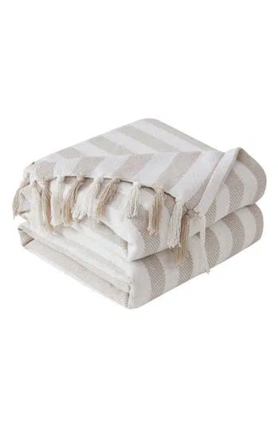 Southshore Fine Linens Striped Cotton Luxury Throw In Brown