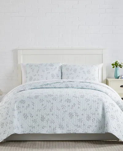 Southshore Fine Linens Sweet Florals Quilt Set 3-pc. Set, Full/queen In Blue