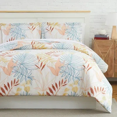 Southshore Fine Linens Tropic Leaf Oversized Easy Care Down Alternative Comforter Set With Shams By  In Cream