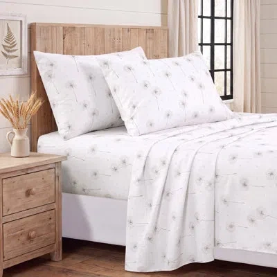Southshore Fine Linens Twin Floral Sheets Set 4 Pc Dandelion Printed Bed Sheets Dreamseed Taupe In White