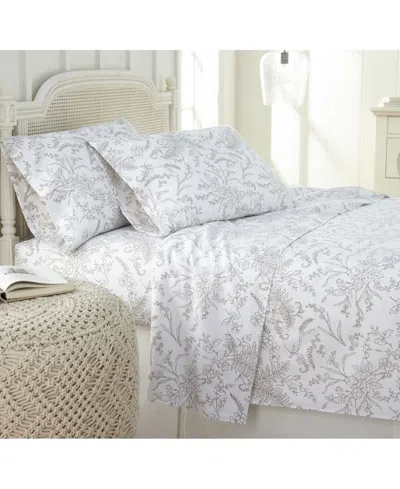 Southshore Fine Linens Ultra-soft Floral Or Solid 4-piece Sheet Set In White4