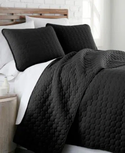 Southshore Fine Linens Ultra Soft Lightweight Embroidered 3 Pc. Quilt Sets In Black