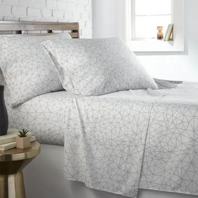 Southshore Fine Linens Vilano Choice Geometric Microfiber Sheet Set In White,gray