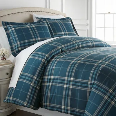 Southshore Fine Linens Vilano Plaid Oversized Microfiber Duvet Cover Set By  In Plaid Blue