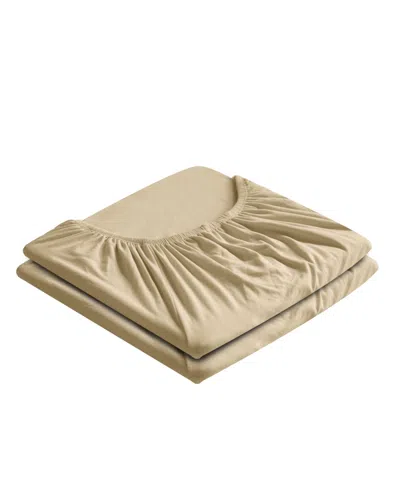 Southshore Fine Linens Vilano Premium Ultra Soft 21" Extra Deep Pocket 2-pack Fitted Sheet, California King In Sand