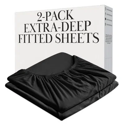 Southshore Fine Linens Vilano Springs Fitted Sheet Set In Black, 110 Gsm Double-brushed Microfiber With 21-inch Extra-deep 