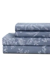 Southshore Fine Linens Winter Brush Sheet Set In Blue W/white Flowers