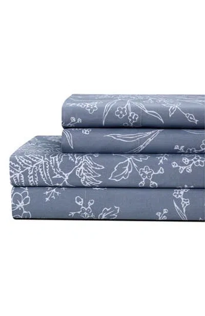 Southshore Fine Linens Winter Brush Sheet Set In Blue W/white Flowers