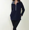 Southwind Portsmouth 1/4 Zip Tunic Top In Navy Denim Floral In Multi