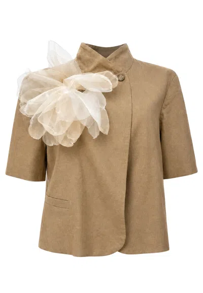 Souvenir Jacket  Half Sleeve In Beige