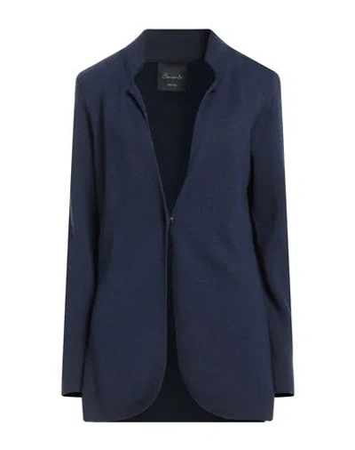 Souvenir Privée Woman Cardigan Navy Size L Acrylic, Wool, Viscose In Blue