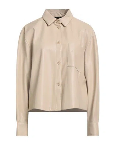 Souvenir Privée Woman Shirt Beige Size M Polyurethane, Polyester In Sand