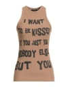 Souvenir Privée Woman Tank Top Khaki Size L Viscose, Polyamide, Elastane