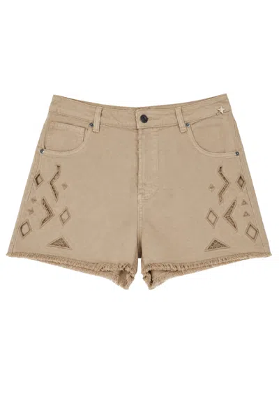 Souvenir Shorts  Embroidery In Beige