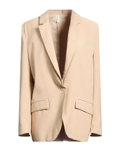 Souvenir Woman Blazer Beige Size M Viscose, Polyester In Neutral