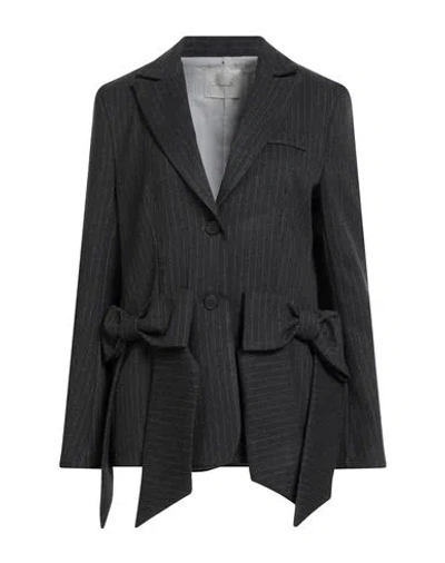 Souvenir Woman Blazer Charcoal Size M Polyester, Viscose, Elastane In Black