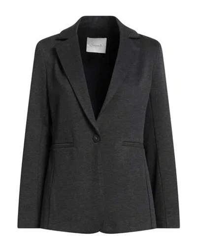 Souvenir Woman Blazer Charcoal Size M Viscose, Polyamide, Elastane In Gray