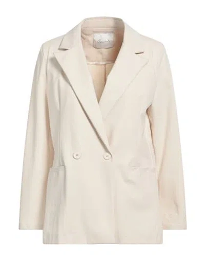 Souvenir Woman Blazer Cream Size M Cotton, Polyamide In Neutral