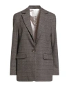 Souvenir Woman Blazer Dark Brown Size S Polyester, Viscose, Elastane In Brown