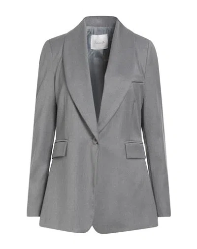 Souvenir Woman Blazer Grey Size L Polyester, Viscose, Elastane