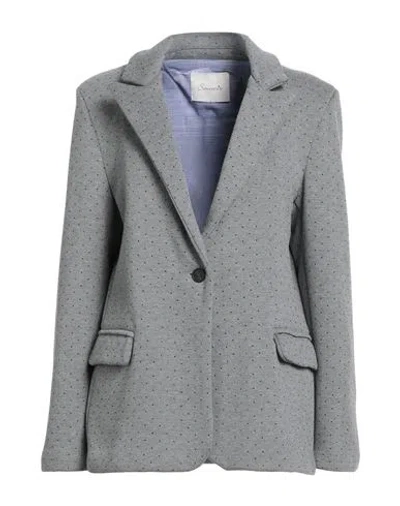 Souvenir Woman Blazer Grey Size M Polyester, Cotton In Gray