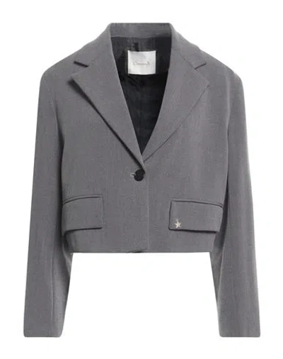 Souvenir Woman Blazer Grey Size M Polyester, Viscose, Elastane In Gray