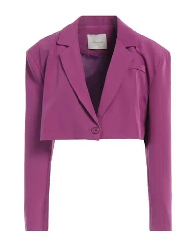 Souvenir Woman Blazer Mauve Size S Polyester, Elastane In Purple