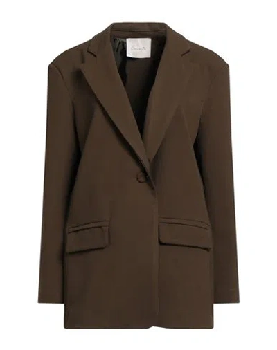 Souvenir Woman Blazer Military Green Size S Polyester, Viscose, Elastane